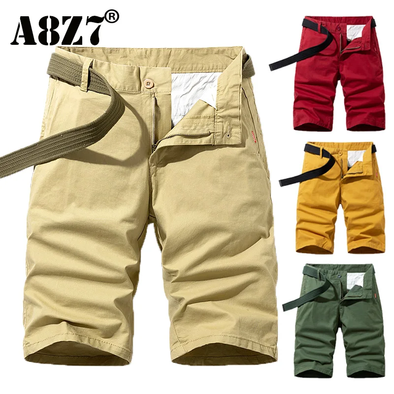 

2022 New Summer Solid Color Fashion Cotton Casual Breeches Cargo Men Shorts Men Breathable Quick Dry Multi Pocket Hip Hop Short