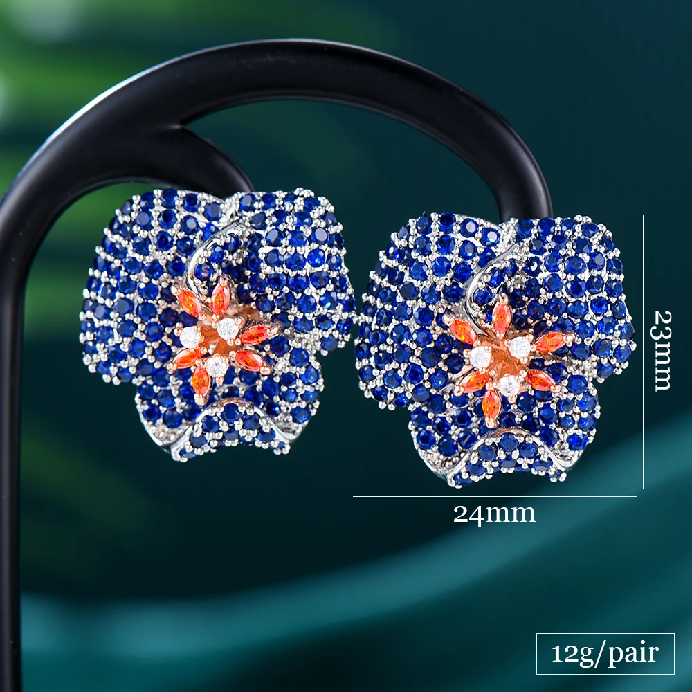 Missvikki новые роскошные индивидуальные синие серьги с цветком и преувеличенным