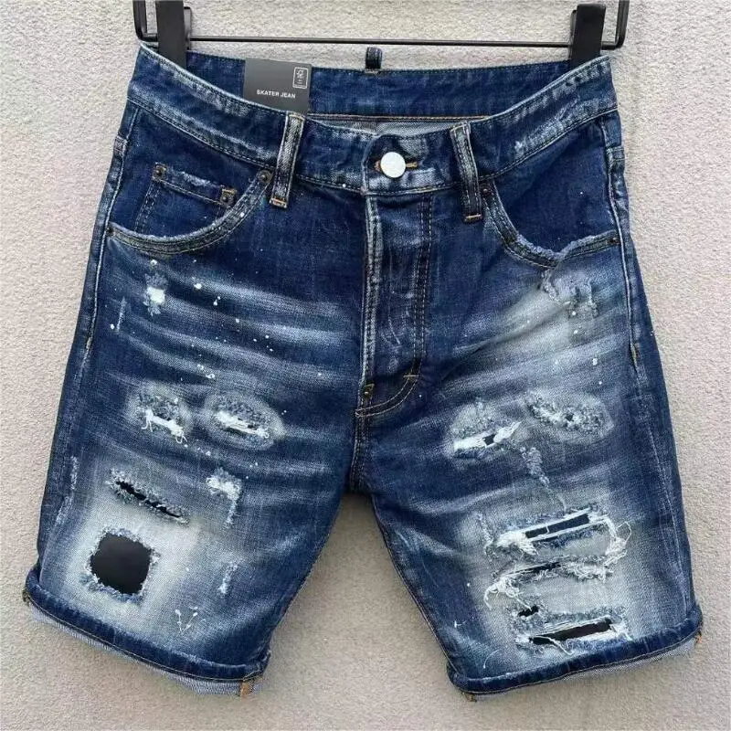 

Men's Fashion Hole Short Jeans Trendy Moto&Biker High Street Casual Denim Fabric Shorts 3008#