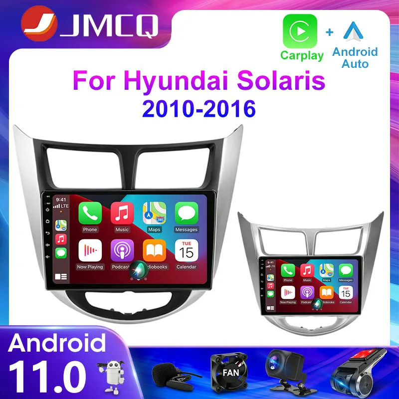 Автомагнитола JMCQ 2DIN 4G Android 11 мультимедийный видеоплеер для Hyundai Solaris 1 Accent 2010-2016
