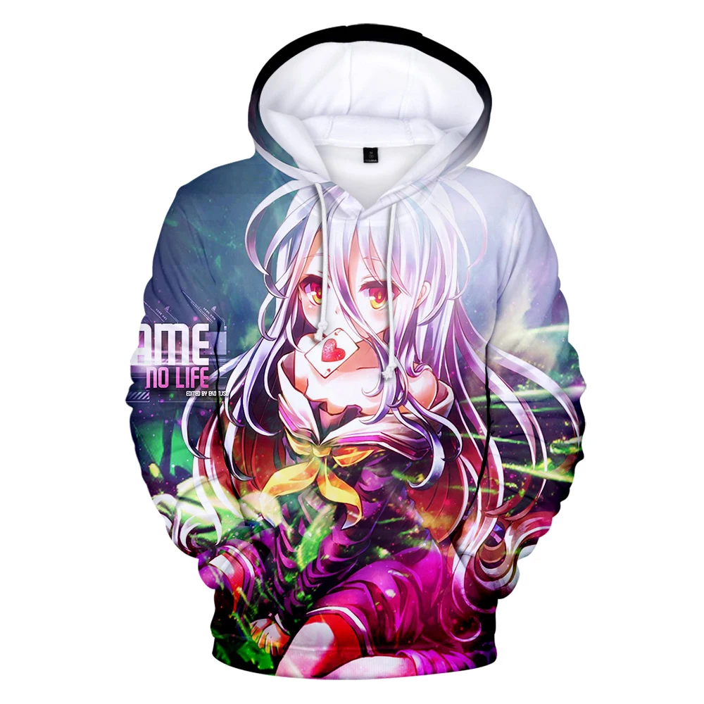 

Толстовка Мужская/женская NO GAME NO LIFE, Модный свитшот в стиле хип-хоп, худи в стиле Харадзюку, без игры, без жизни, повседневная одежда