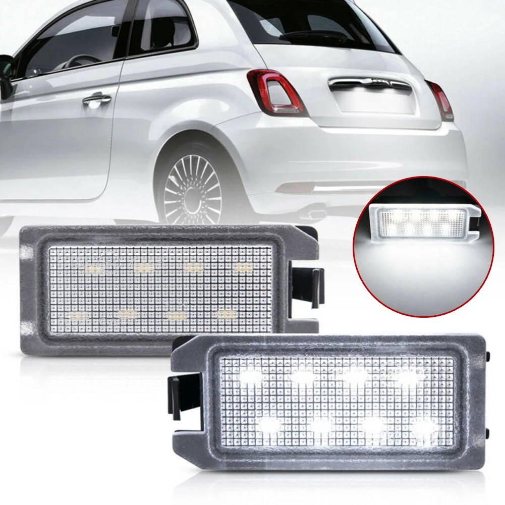 

2 Pcs Licence Plate Lamp For Fiat 500 500e 2007 - 2019 6000K Error-Free LED License Plate Light Car Accessories
