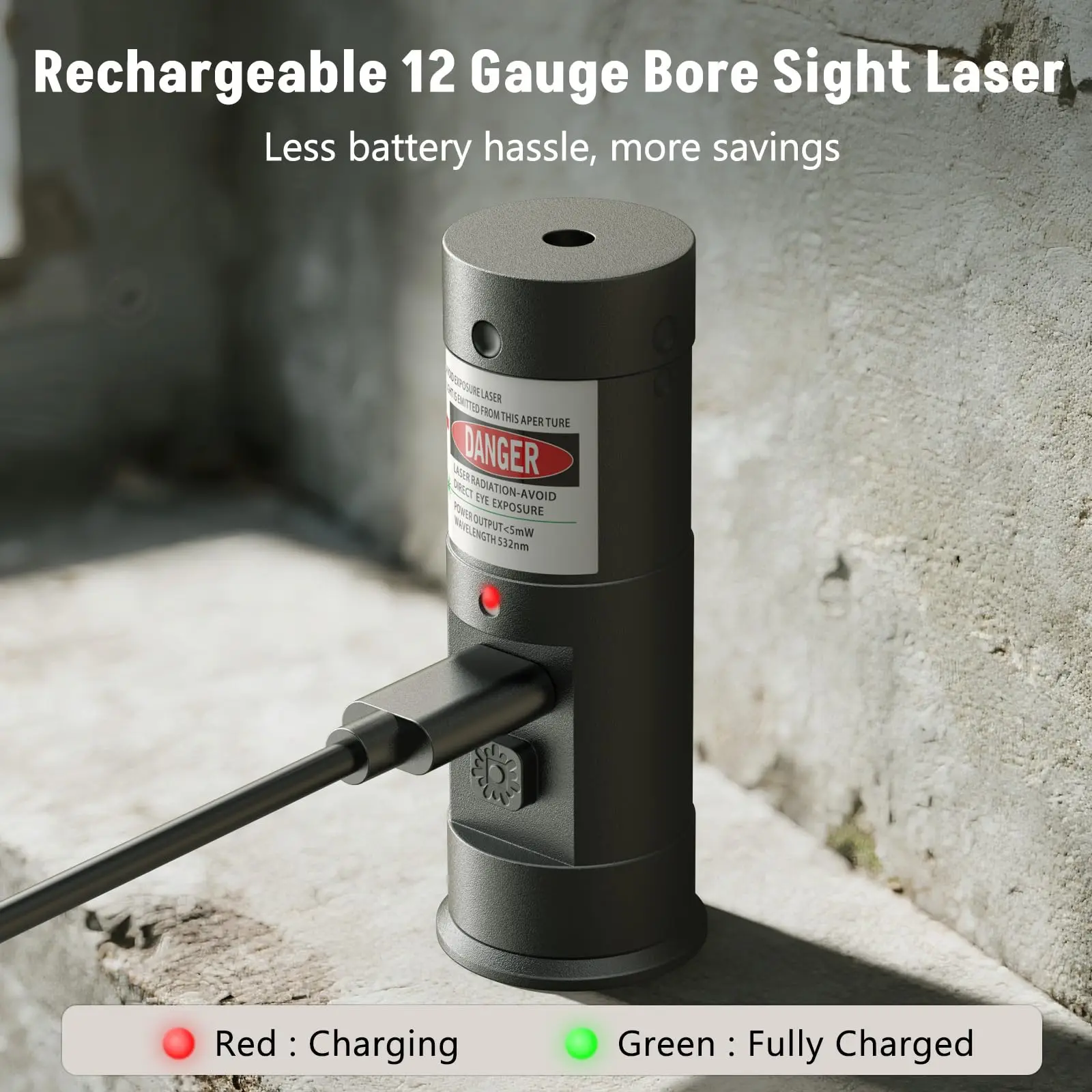 Лазерный прицел MidTen Rechargeable Bore Sight, 12 калибр, зеленый лазер, с кнопкой включениявыключения, для точной настройки прицеливания. (art.: 3920d852bcecf) - 3920d852bcecf