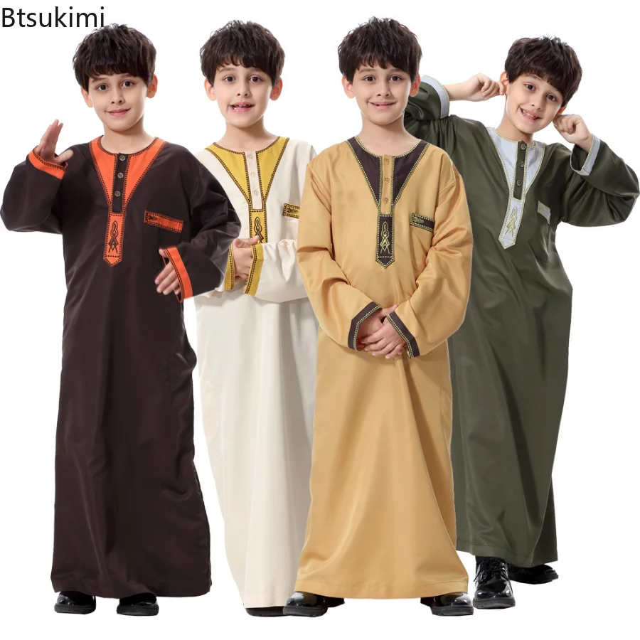 2023 Fashion Muslim Teenager Clothing Islam Men Summer Winter Eid Ramadan Prayer High Quality Elengance Party Boy's Robe Caftan