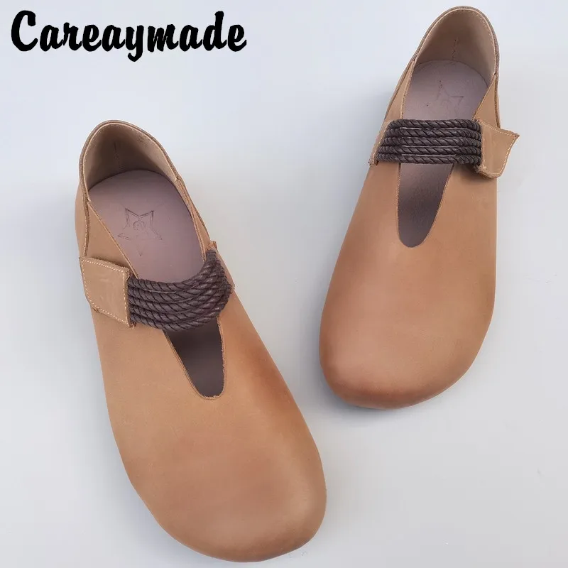 

Careaymade-Genuine Leather women's shoes soft surface flat bottom Pure handmade breathable handmade original single shoes