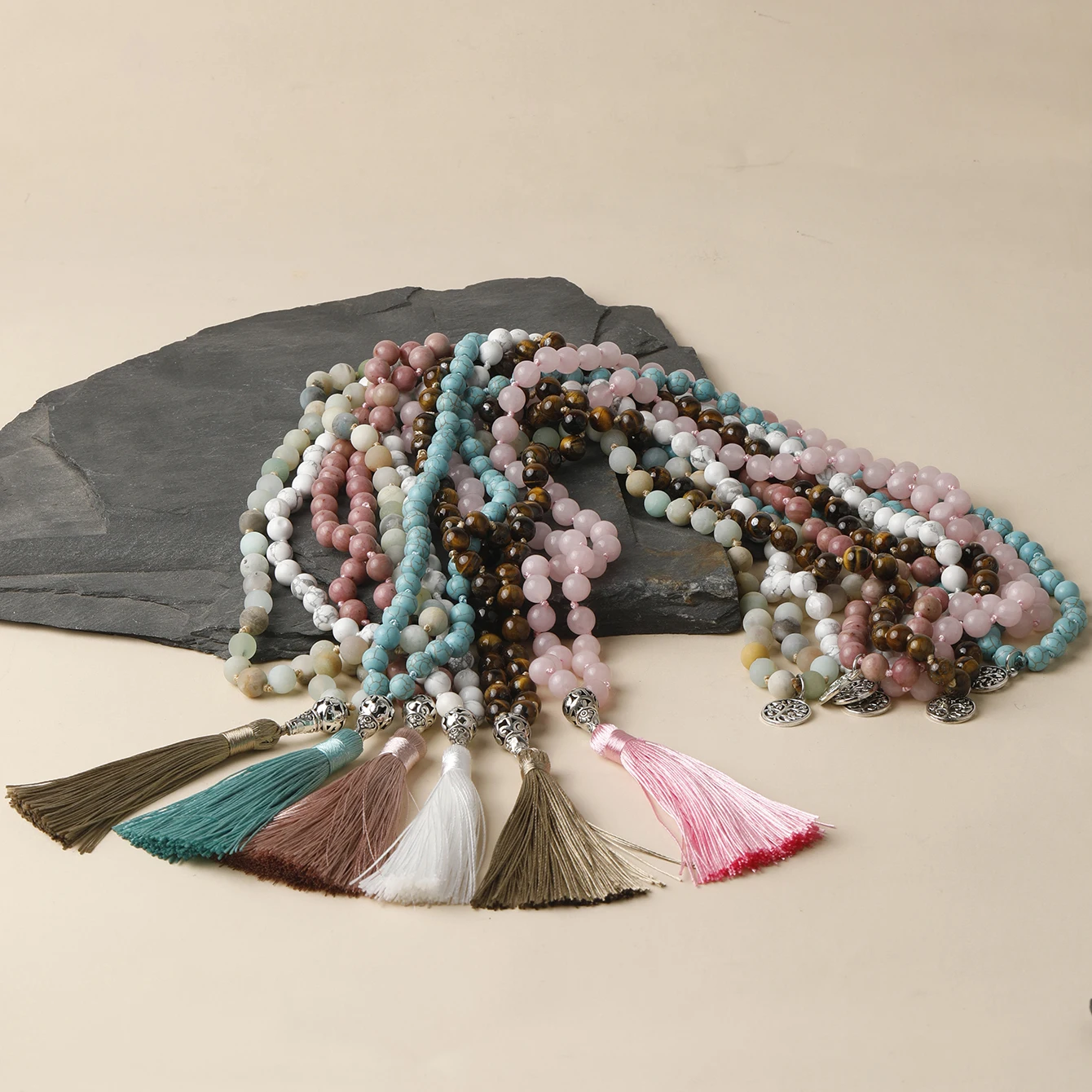 Ожерелье OAIITE из натурального камня 6 мм 108 бусин мала-колье с подвеской в виде