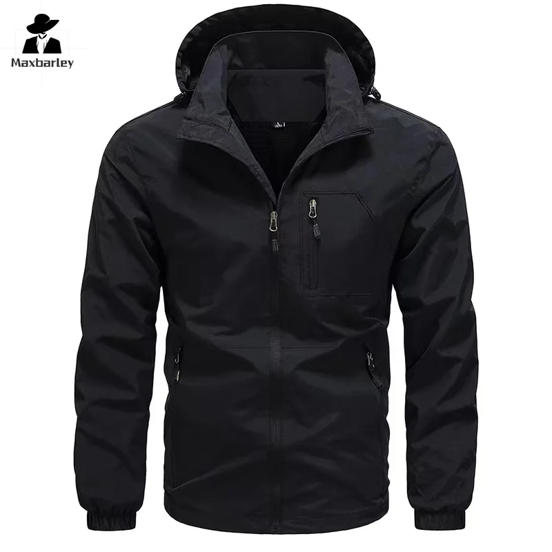 Мужская Легкая водонепроницаемая дождевая куртка уличный дождевик с капюшоном