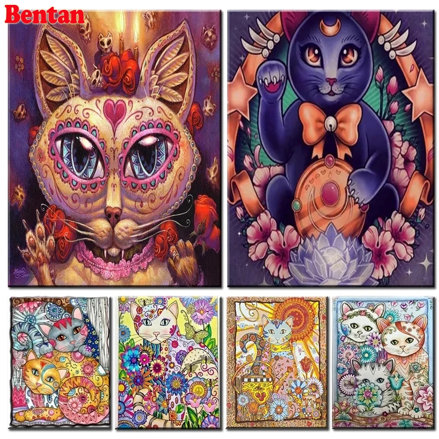 

Алмазная живопись, мультфильм, кот, животные, цветок, 5D, Алмазная мозаика, наборы для вышивки крестиком, детский подарок для дома