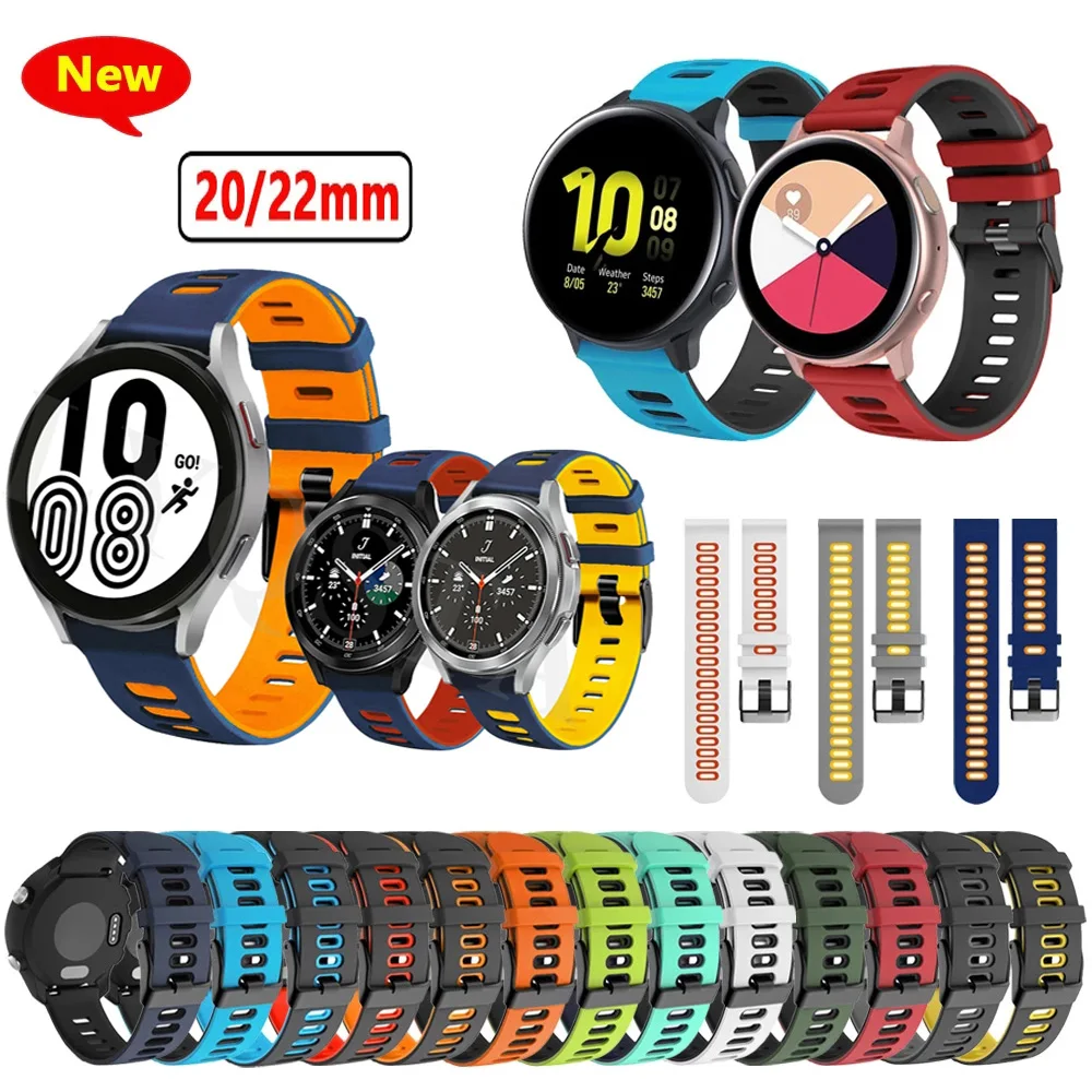 

Silicone 22 20mm Wristband for Samsung Galaxy Watch 3 41 45mm Gear S3 Classic/Huawei GT/GT 2 Strap for Galaxy Watch 4/4 Classic