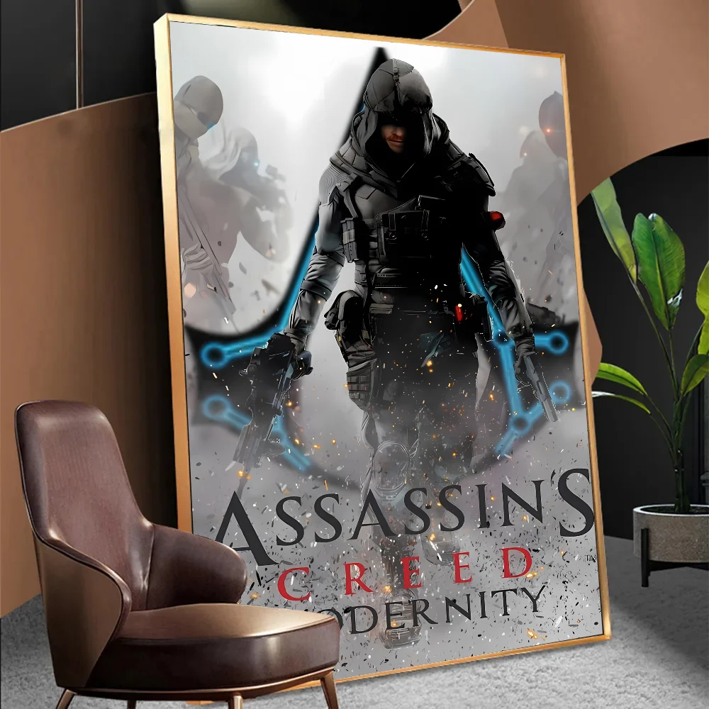A-AssassinS C-Creed Game Vintage Posters Sticky Retro Kraft Paper Sticker DIY Room Bar Cafe Kawaii Decor