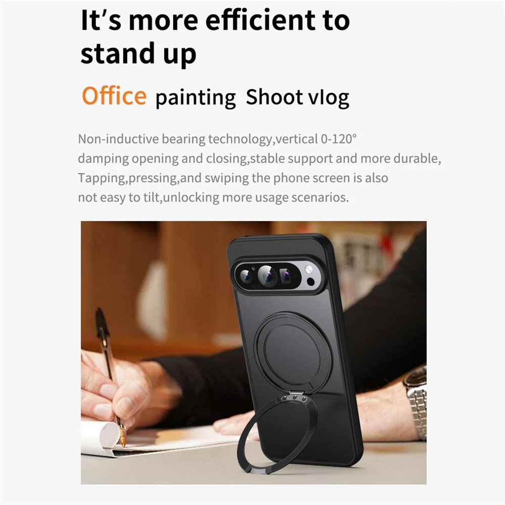 Для Google Pixel 9 Pro XL чехол 2024 прозрачный с кольцом-подставкой Magsafe 360