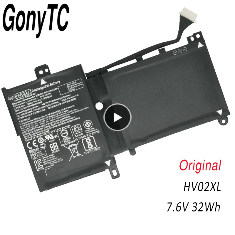 

GONYTC Original HV02XL HSTNN-LB6P Laptop Battery For HP X360 11-K132TU 11-K048TU TPN-Q164 TPN-W112 796219-421 Hewlett Packard