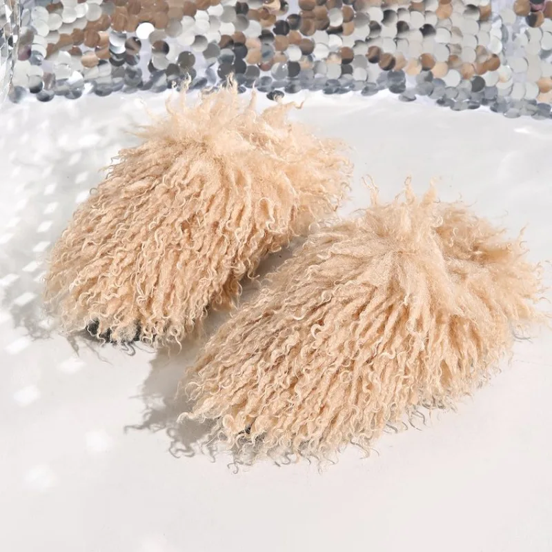 Женские летние роскошные пушистые шлепанцы из искусственного меха. Удивительные