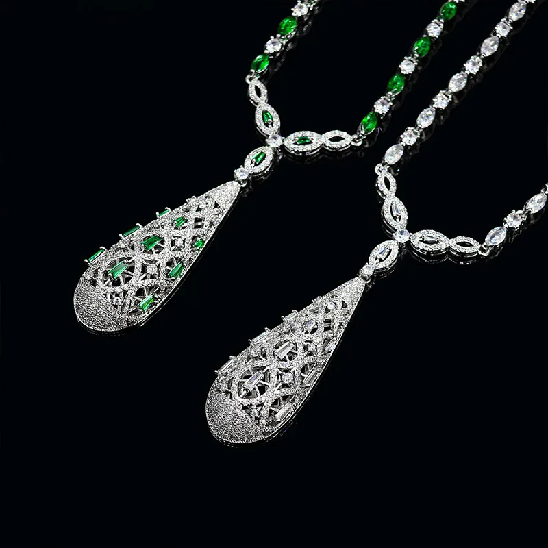 2023 модное женское ожерелье и серьги с подвеской в виде капли воды из фианита