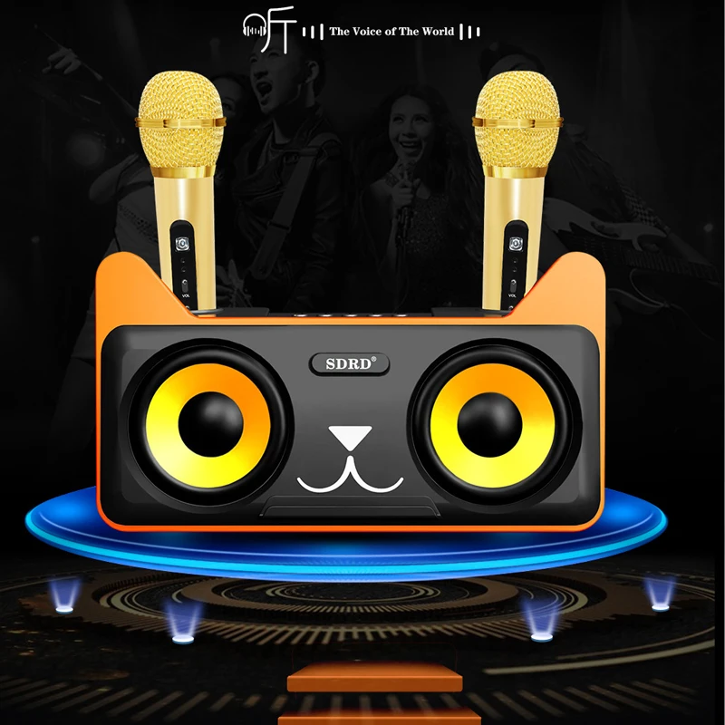 

305 Karaoke Machine Microphone Speaker with 2 Wireless MIC Audio MIC Portable Bluetooth Speaker with Karaoke Song Mode