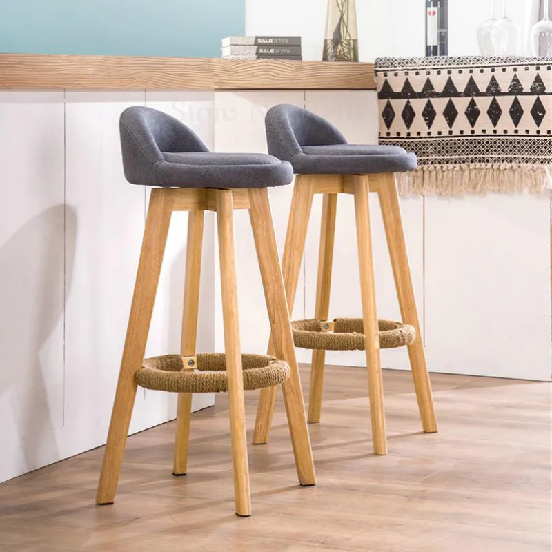 Барный стул из массива дерева высокий современный минималистичный барный стол и