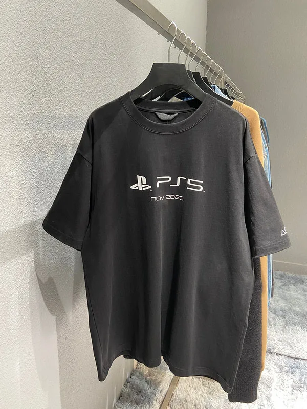 

FAKUNTN 2021 Summer Style PS 5 Printed Women Men T shirts tees Hiphop Oversized Men Cotton T shirt