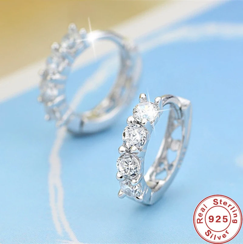 Купи NUMBOWAN Wholesale 925 Sterling Silver Earrings Inlaid With Zircon Crystal Earrings For Women Wedding Jewelry Gifts за 197 рублей в магазине AliExpress