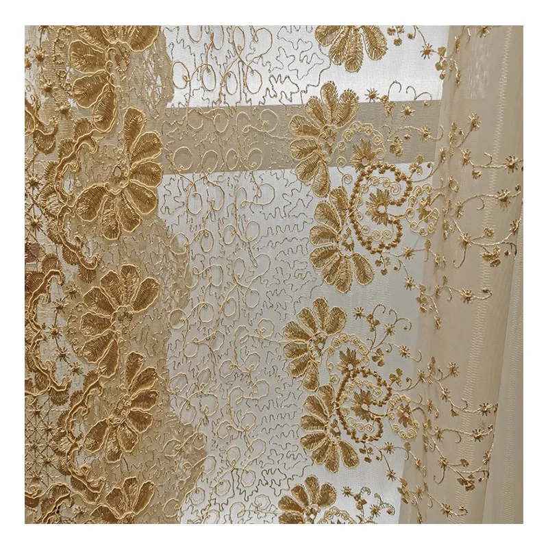 Curtains for Living Room Dining Bedroom Factory Price New Simple European Rope Embroidery Study Translucent |