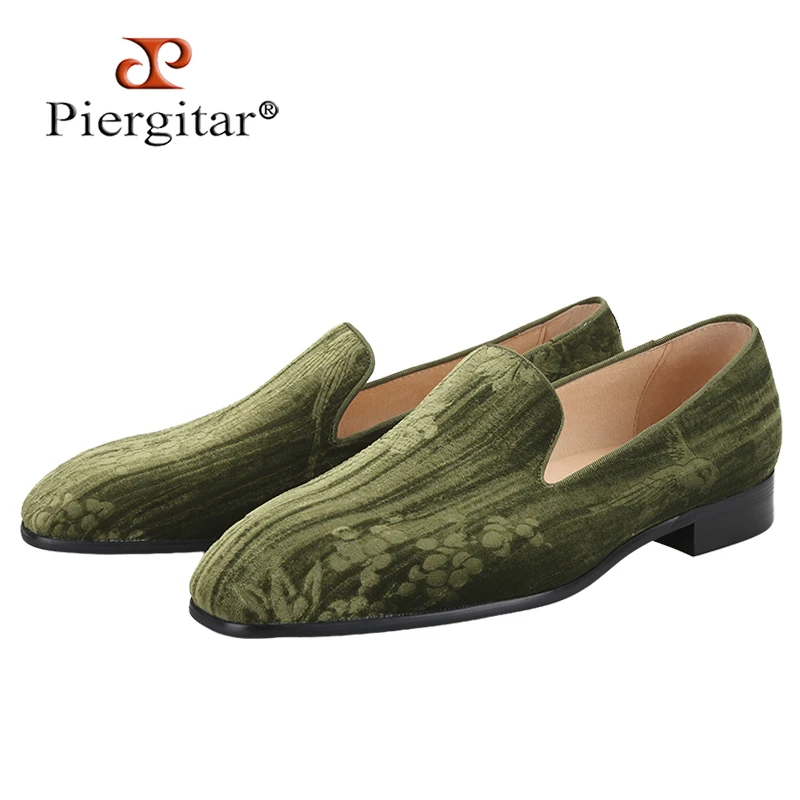 Мужские бархатные Лоферы Piergitar в китайском стиле с принтом птиц и цветов мокасины