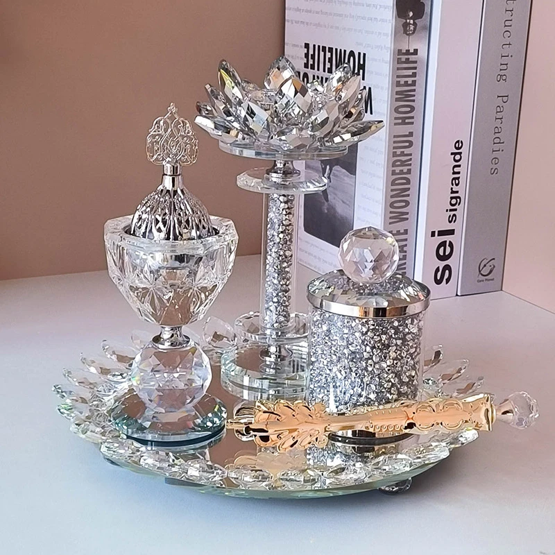 

Creative Bright Diamond Lotus Aroma Burner Set Home Decoration Burner Round Burner Set of Four