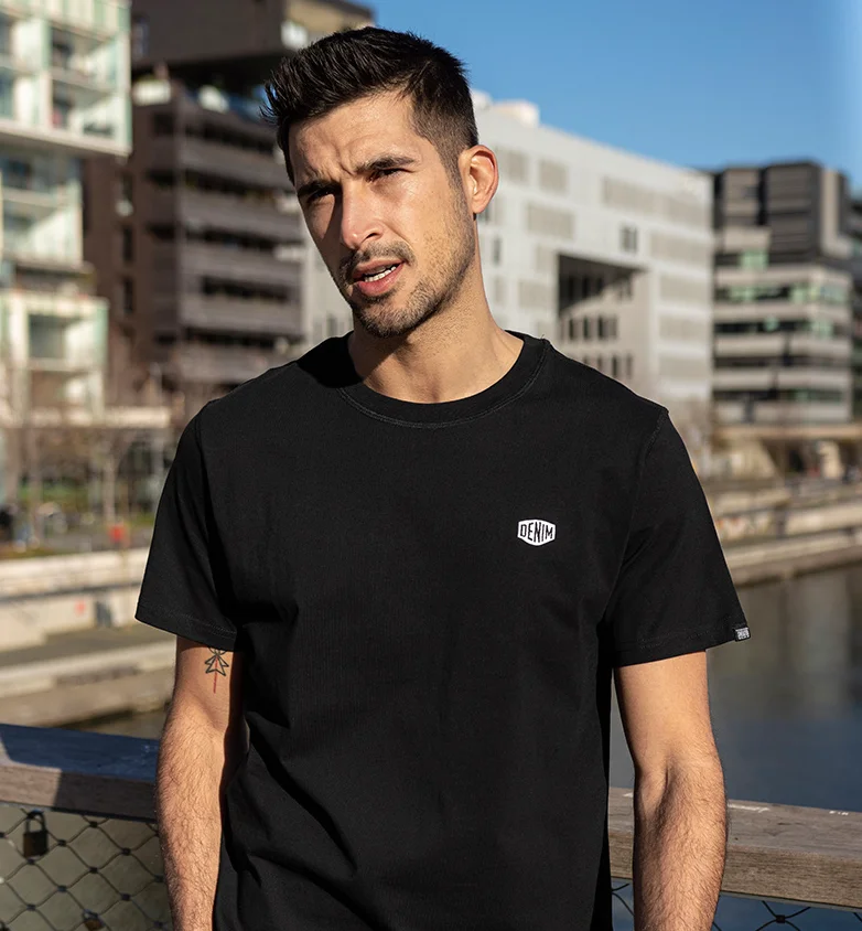 

J7832 Summer short sleeve new men's clothes men's round neck pure cotton pure color embroidered Street T-shirt.