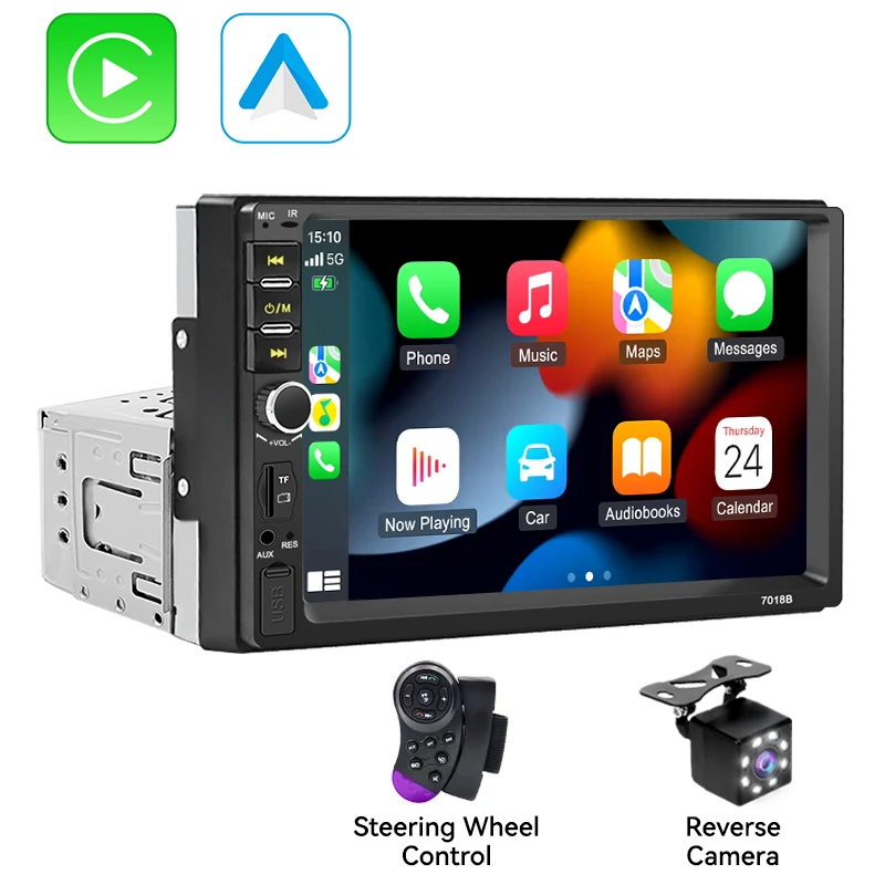 

AHOUDY 7 "1 DIN CarPlay Android Auto Универсальная авто стерео радио сенсорный экран MirrorLink камера заднего вида BT