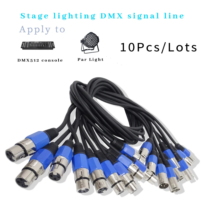 

10 шт./лот 3-контактный кабель DMX 1 м-20 м черный разъем кабель линии сигнала DMX, используемый для контроллера DMX512, светодиодные сценические огни Par