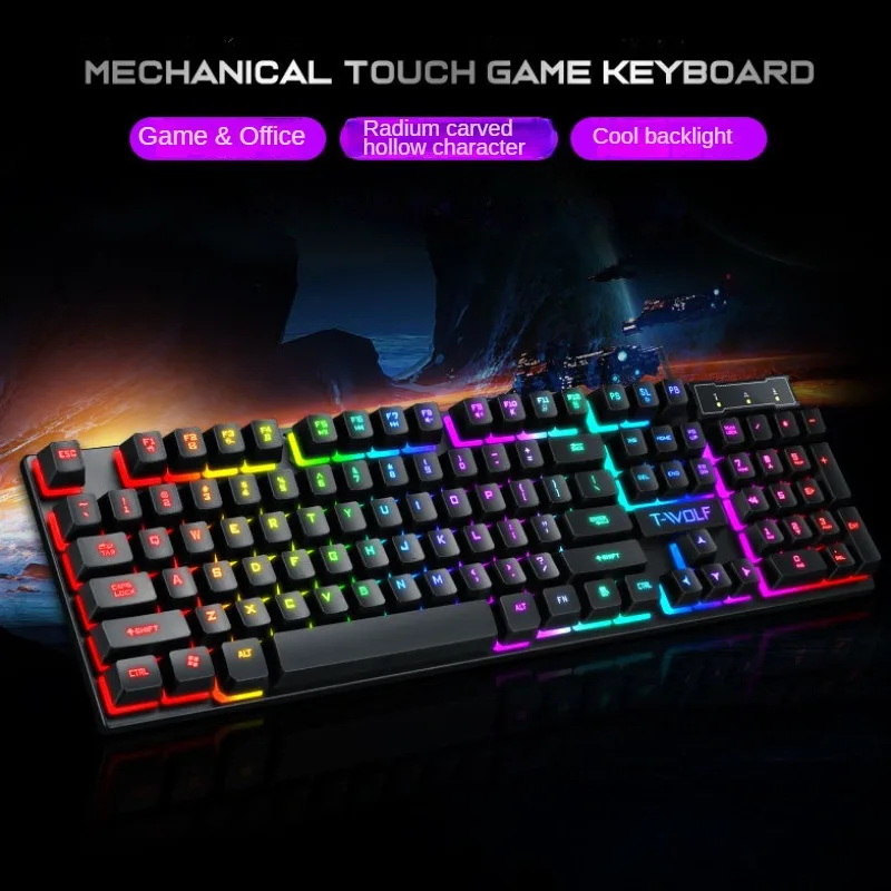 Проводная игровая клавиатура с RGB-подсветкой USB 104 клавиш