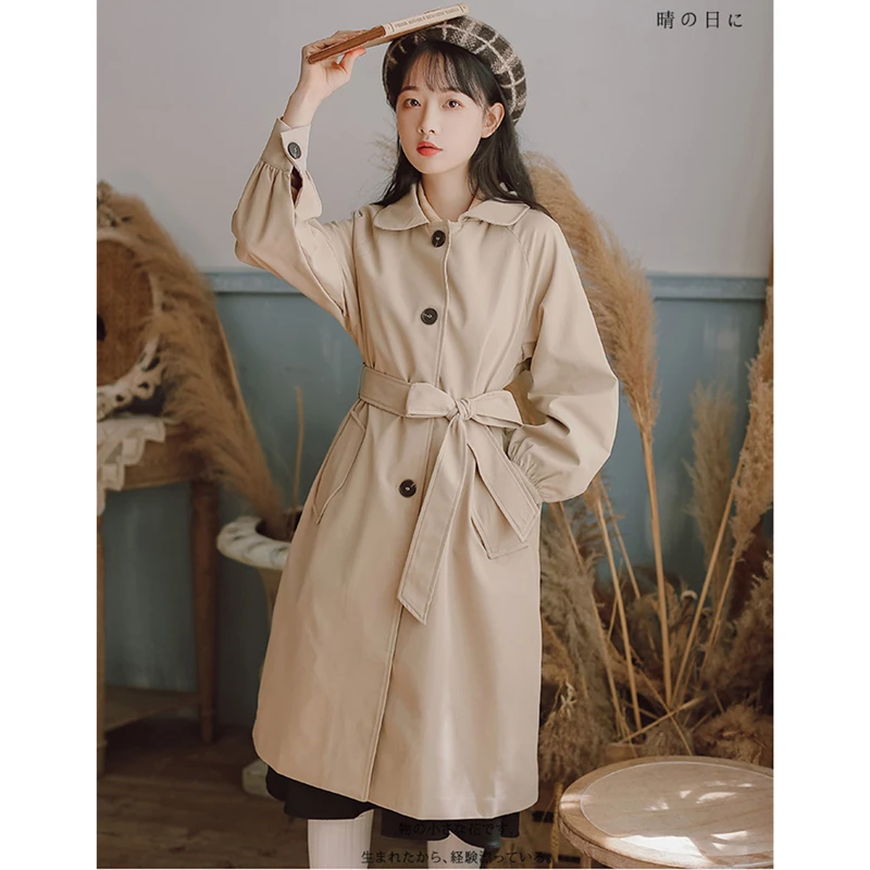 

2022 New Spring Autumn Jackets Women Trench coat Mid-length Jacket Single-breasted Suit Collar Slim Belt Buttons Windbreaker
