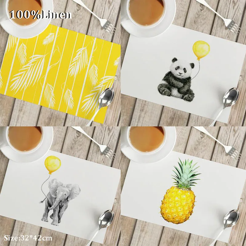 

NEW linen Geometric patterns Printed table place mat Christmas pad Cloth placemat cup Insulation wedding coaster doily kitchen