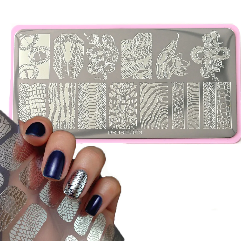 

Stainless Steel 6*12cm Nail Stamping Plate Snakeskin Image Animals Pattern Nail Stamp Plates Leopard Cats Nail Art Template Tool