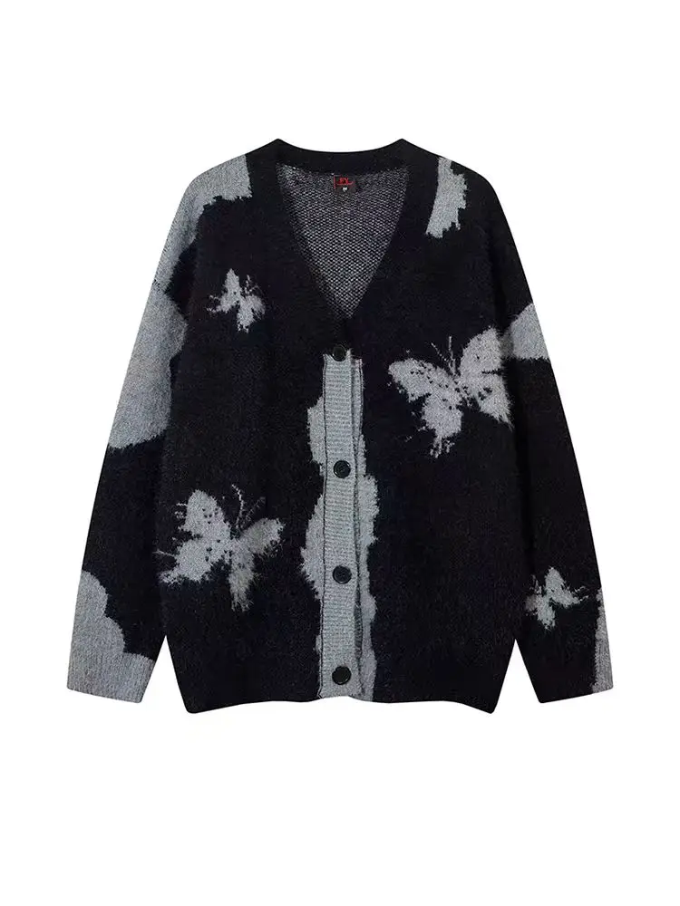 American High Street Couple look Cardigan sweater 2024 New Autumn and Winter Idle Sle All-Matching Knit Outerwear