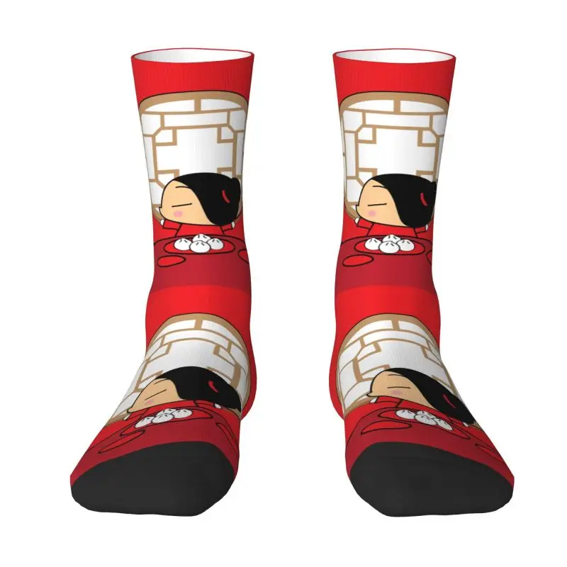 

Модные мужские классические носки Pucca, теплые дышащие круглые носки унисекс с 3D-принтом персонажа из мультфильма