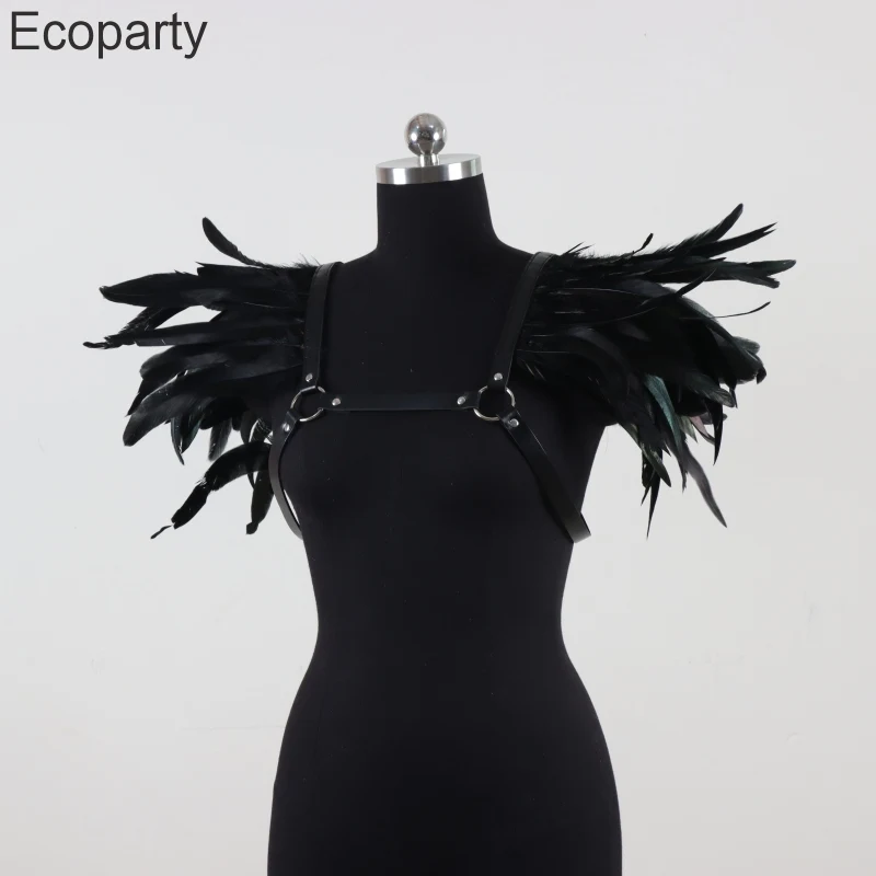 Новая шаль в средневековом готическом стиле с перьями накидка-болеро на плечо