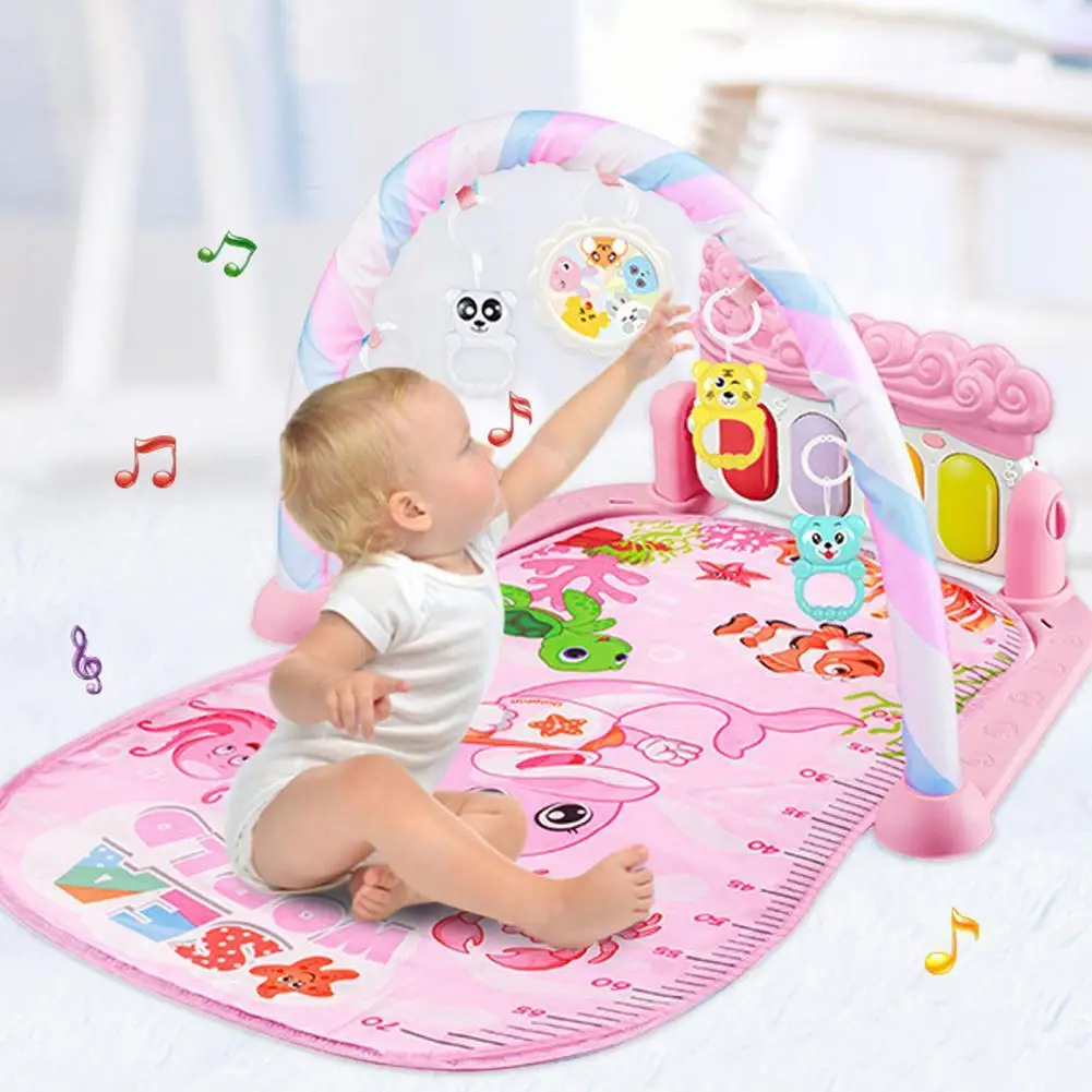 

Fine Sewing Breathable Foot Piano Pink Dolphin Print Toddler Gym Play Blanket Baby Fitness Mat for Kindergarten