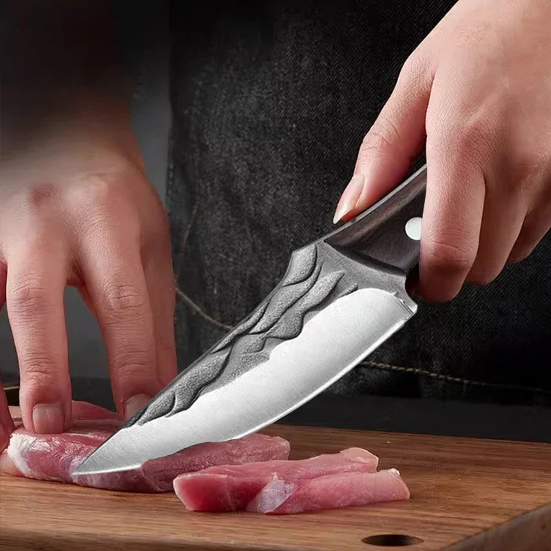 Кованый нож для обвалки кухонный мяса ручной работы мясника из нержавеющей стали