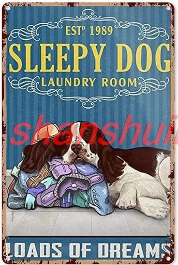 Винтажная металлическая табличка постер спрингер-спаниель собака прачечная