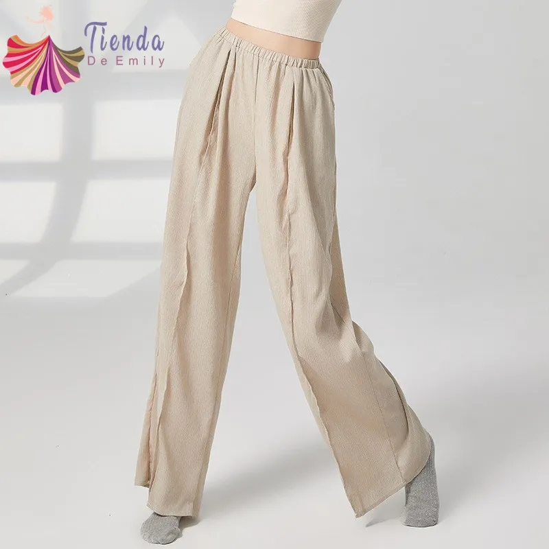 Женские современные танцевальные брюки с высокой талией свободная сценическая