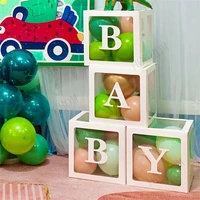 baby shower a z letter name transparent box birthday balloon box wedding globos 1st birthday party decoration kids latex balloon