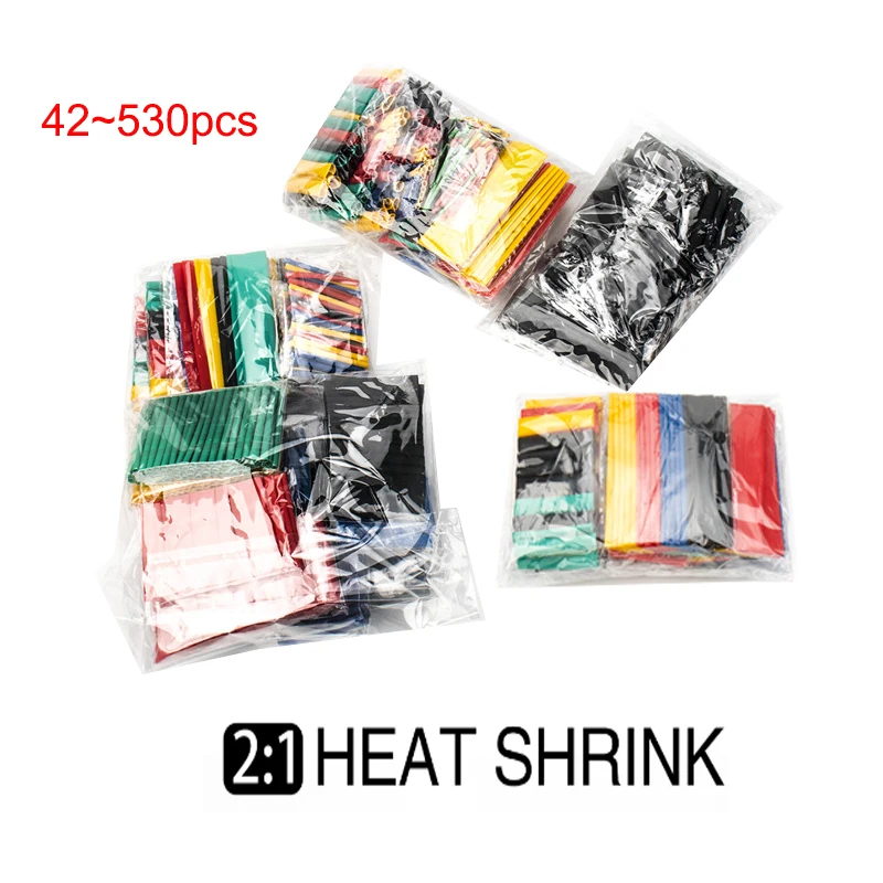 

42~530pcs Heat Shrink Tubing Sleeve Cable Wire Wrap Tube Assortment Kit Set