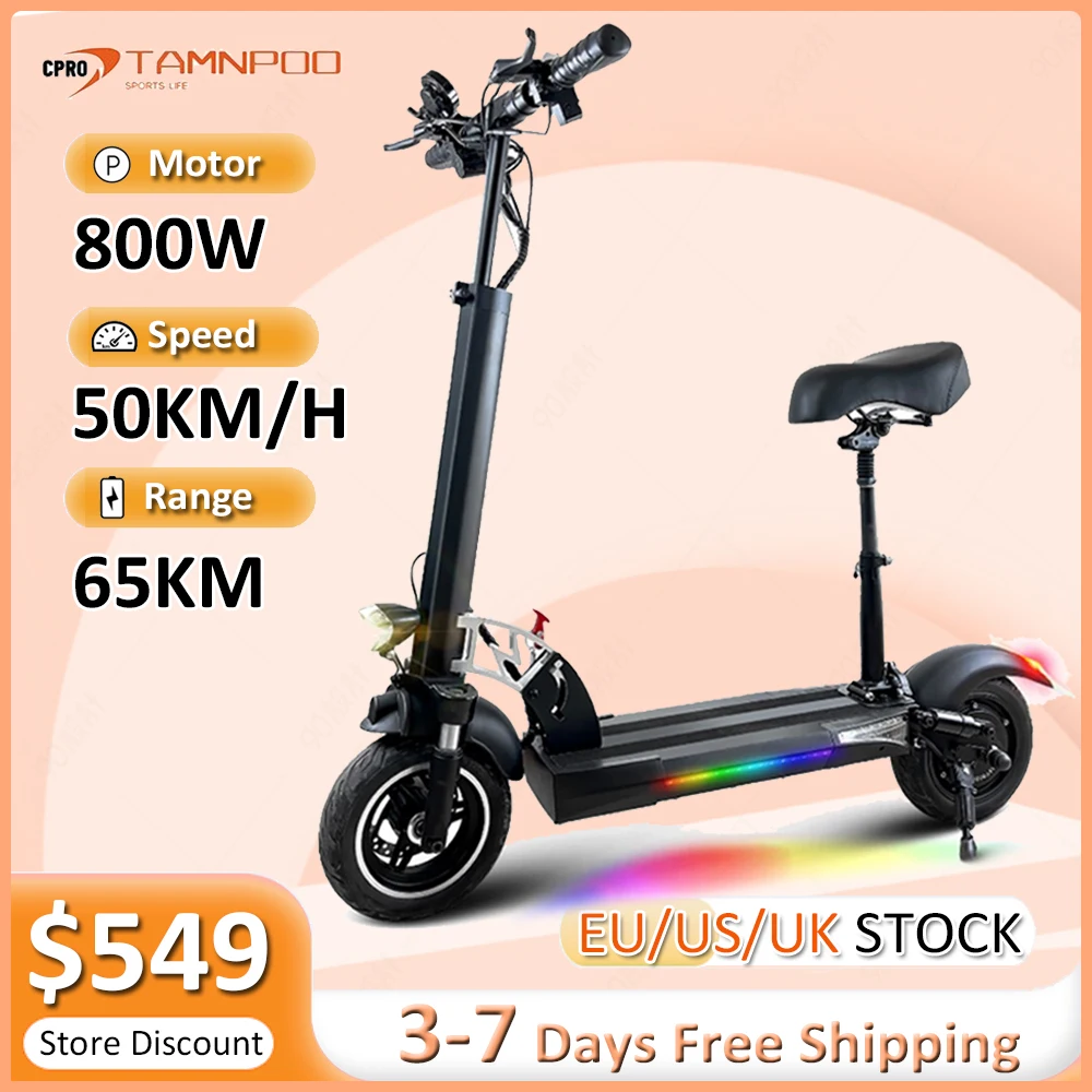 

M4 Electric Scooter for Adults 800W 48V 15AH Max Speed 45KM/H 60KM Range 10'' Tires Double Shock Absorbing Foldable EScooter