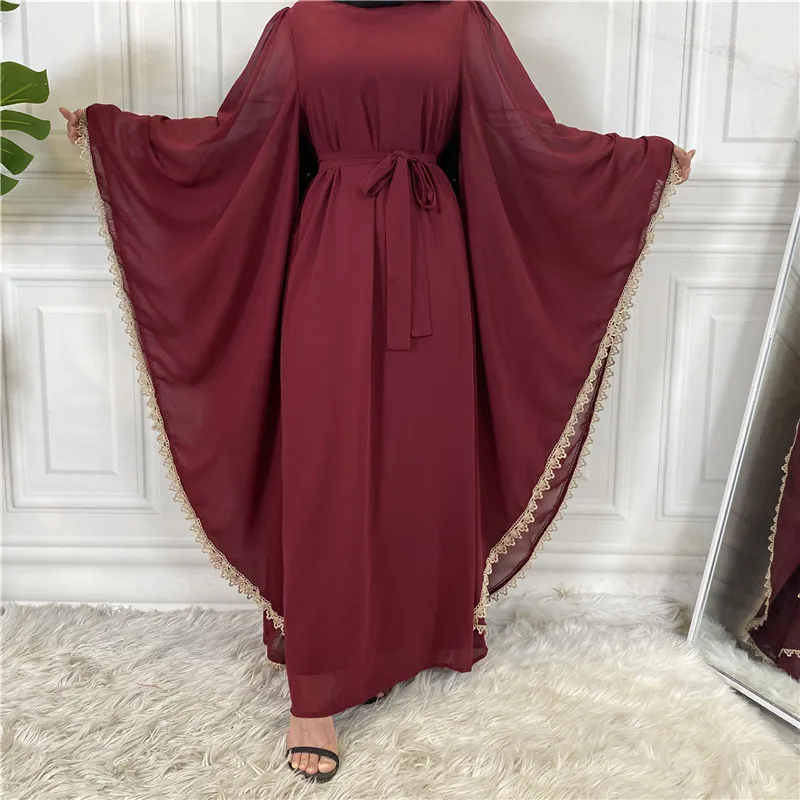 Hot Islamic Clothing Wholesale Trend Lace Stitching Loose Lace Long Sleeve Robe Women Traditional Muslim Clothing عباية Cm267