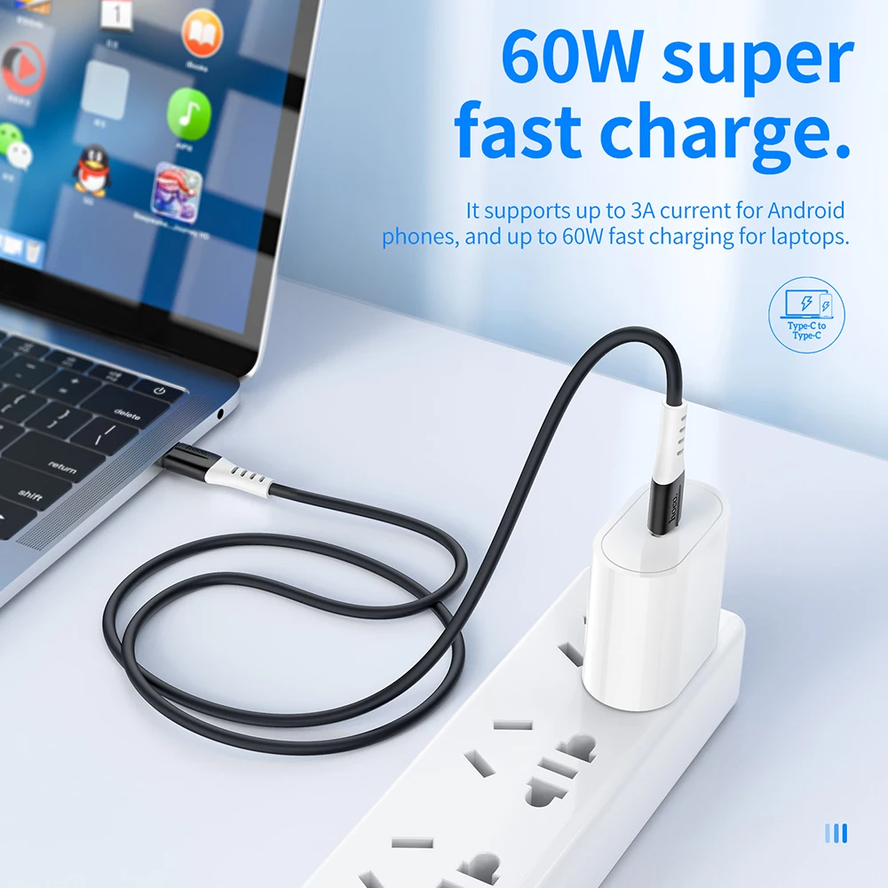 Силиконовый кабель HOCO 60 Вт USB C к Type 20 PD светильнику шнур для быстрой зарядки iPhone 13