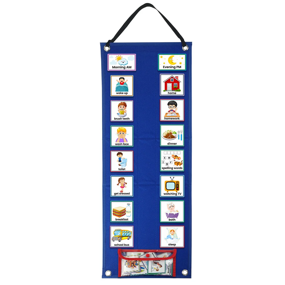 

Children's Schedule Daily Kids Visual Toddler Calendar Pocket Chart Routine Toddlers Work