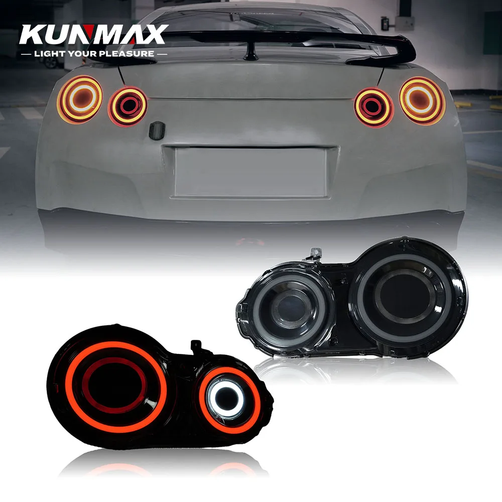 Пара автомобильных задних фонарей в сборе для Nissan GTR 2009-2024 светодиодные тормозные
