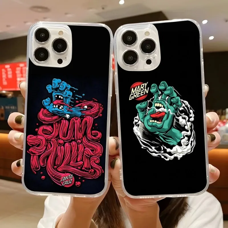 

Santa Cruz Skateboards Art Phone Case For Iphone 12 Pro Max 13 11 Mini 6 6s 7 8 Plus X XR XS XSMax SE2020 Transparent Cover