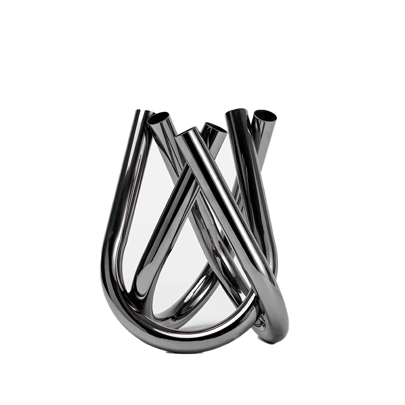 

Creative U-Shaped Ornaments Luxury Silver Metal Figurines Modern Home Living Room Decoration Miniature Model Desk Accessories