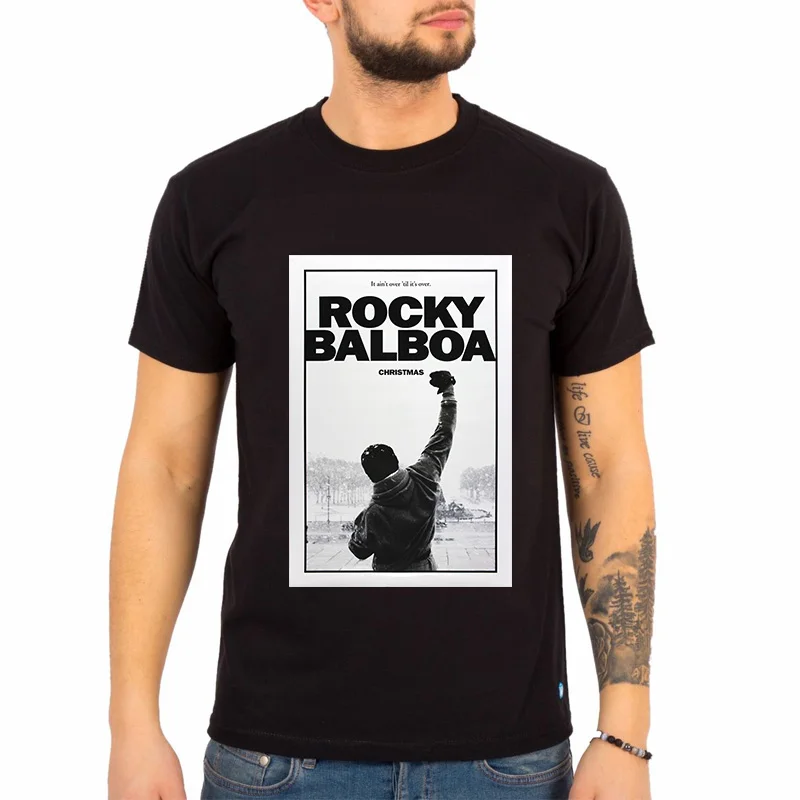 

Мужская одежда, модные мужские футболки с коротким рукавом, графические футболки Рокки Бальбоа, топы с изображением знаменитого фильма в ст...