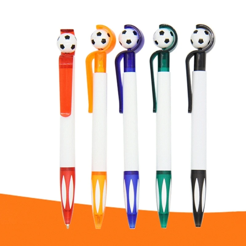 5Pcs Funny Football Writing Pen Retractable Ballpoint Pens Non-slip Grip 1.0mm Black-Ink Write Smoothly for Kid Rewards